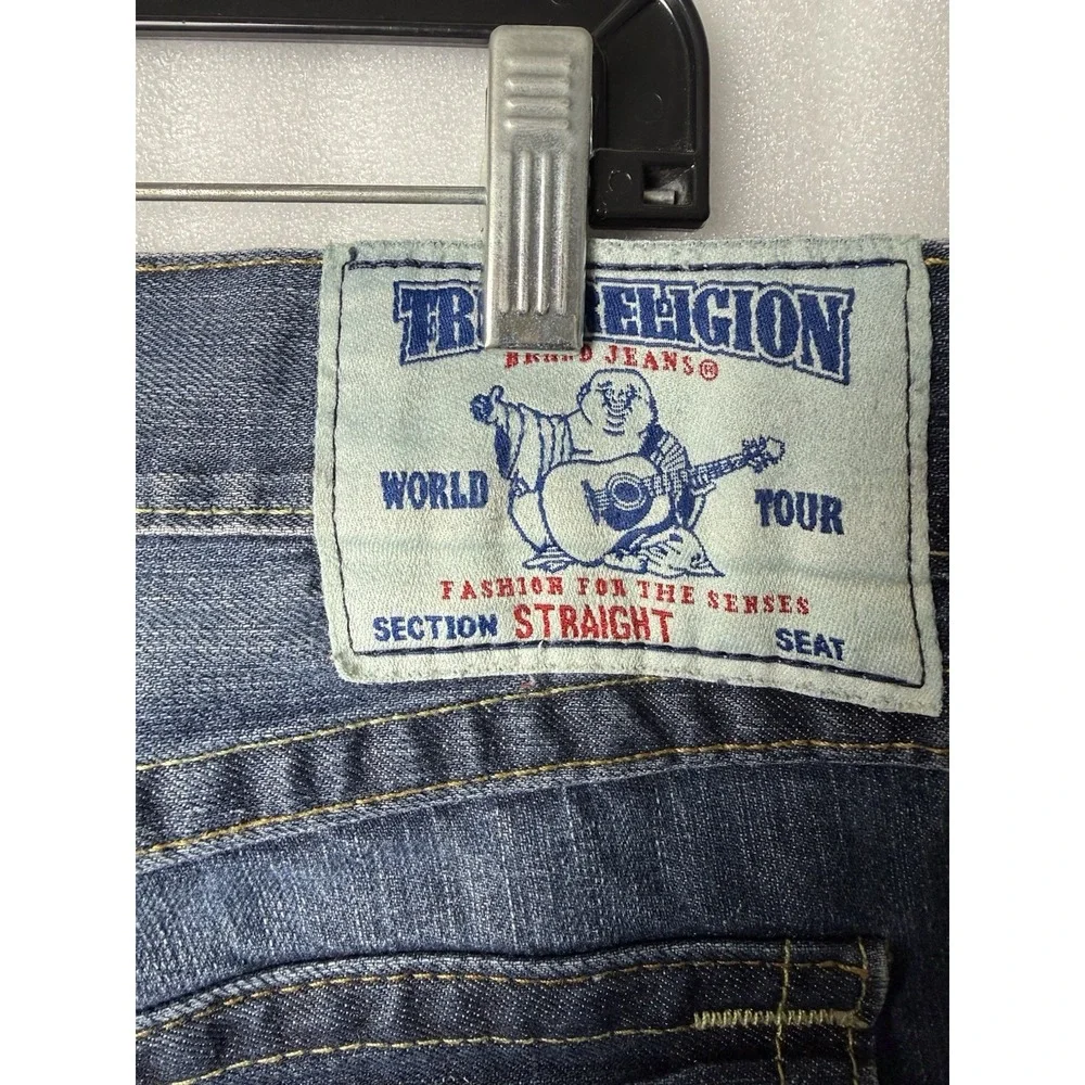 VTG Y2K True Religion World Tour Straight Cut Jeans Men's Size 40x30 Blue Denim